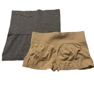 Pair of shapewear shorts size M-L max tummy control stretch 2 pieces gray beige